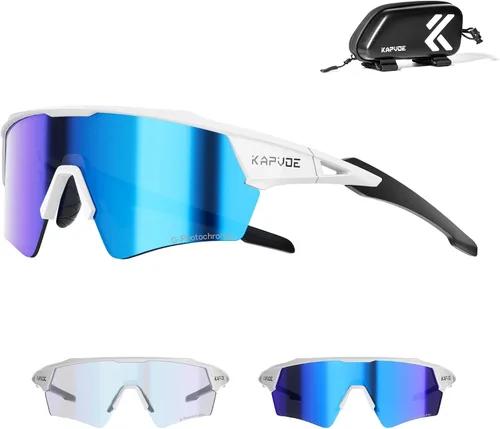 Vista 13 de KAPVOE Gafas de ciclismo fotocromáticas para hombres y mujeres, gafas de sol deportivas con protección UV, gafas de bicicleta de montaña, MTB