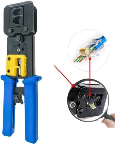 Vista 8 de Herramienta de crimpado de paso, herramienta de crimpado Yangoutool RJ45 y crimpadora de paso para conector RJ45/RJ12 de paso regular y final