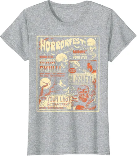 Vista 26 de Vintage Horrorfest Movie Poster Terror Old Time Halloween Camiseta S Negro