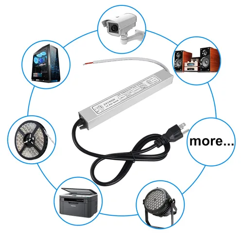 Vista 7 de inShareplus fuente de poder LED, 24V 40W IP67 impermeable para exteriores, transformador de bajo voltaje de CA 90-140V a CC 24V 1.7A, adaptador