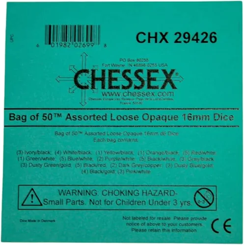 Vista 2 de Chessex d6Bag16mmOP w/pips (50)