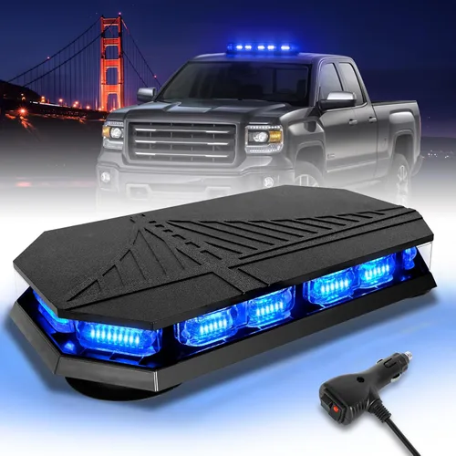 Vista 15 de HLauto Barra de luces estroboscópicas de emergencia 406D en la azotea, 102 LED ámbar mini faro de seguridad intermitente barra de luces de tráfico