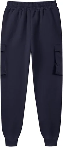 Vista 4 de Pantalones deportivos de forro polar para mujer, holgados, casuales, de cintura alta, para entrenamiento, atléticos, con parte inferior de cincha