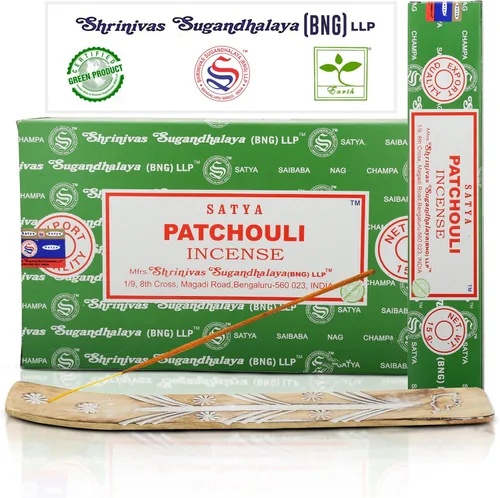 Vista 12 de Varillas de incienso Satya Champa, Paquete de 15gmx12 de inciensos Satya Bng con paquete de soporte de incienso Raajsee, Incienso natural Satya Nag