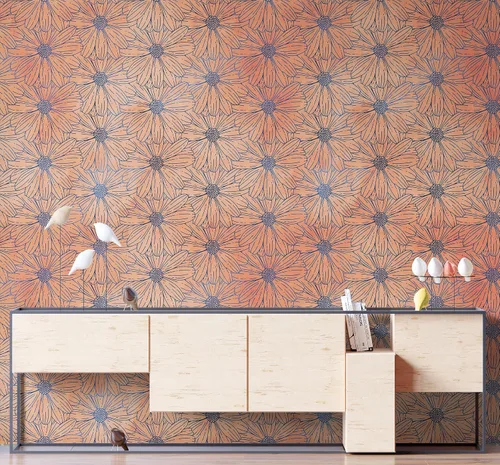 Vista 7 de Papel pintado de flores - Papel pintado botánico - Patrón de naturaleza de flores silvestres - Mural de pared floral para despegar y pegar. Mural