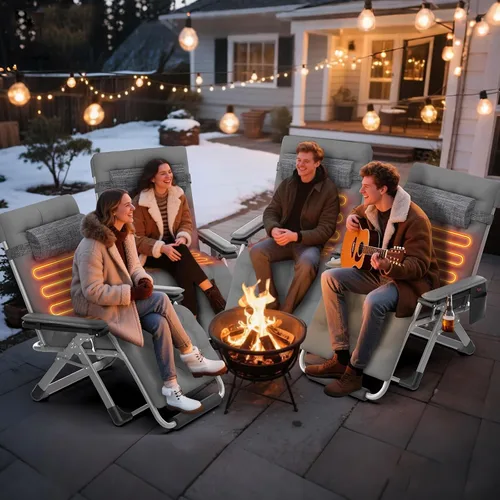 Vista 2 de Suteck Heated Zero Gravity Chair, 33" XXL Oversized Reclining Lounge Chairs Gris fósil.