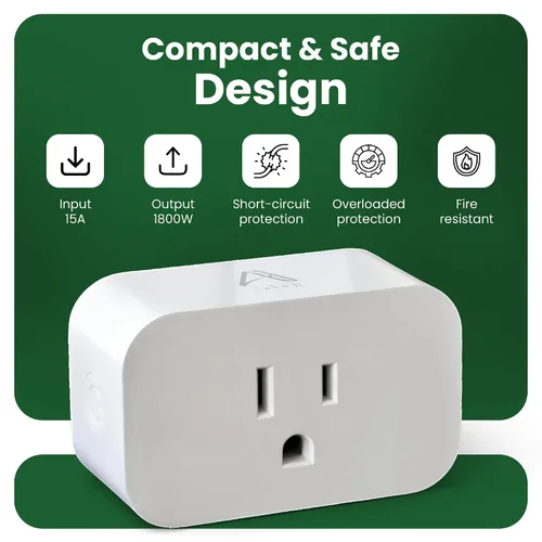 Vista 3 de Adarii Enchufe inteligente Google Home, compatible con Alexa, enchufe WiFi de 15 A, 2.4 GHz, enchufe Smart Life, control de voz, enchufe inteligente