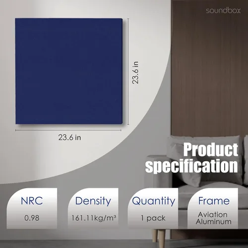 Vista 7 de Soundbox Paneles acústicos artísticos de 23.6 x 23.6 pulgadas, paneles de pared absorbentes de sonido, paneles decorativos para reducción de ruido