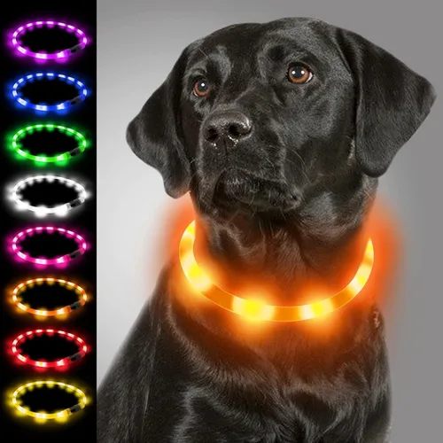 Vista 7 de Joytale - Collar de perro con luz LED, de silicona cortada para ajustar, resistente a la lluvia, color azul Soft Skin-Friendly Won't Chafe, 360°