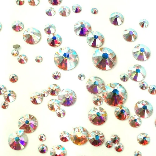 Vista 3 de Swarovski 2058/2088 Crystal AB 001AB piedras falsas para uñas con base plana