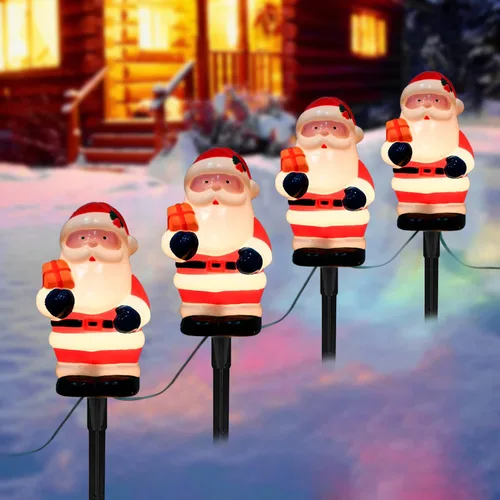 Vista 6 de Decoraciones de Navidad para exteriores, luces de estaca de Papá Noel de 7 pies con 4 bombillas C7, estaca, conectables, impermeables, marcadores