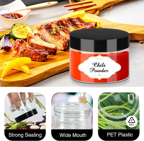Vista 3 de PeacePeo Tarros de plástico con tapas, recipientes de slime de 4 onzas, 72 frascos de plástico transparente vacíos, recipientes de cosméticos