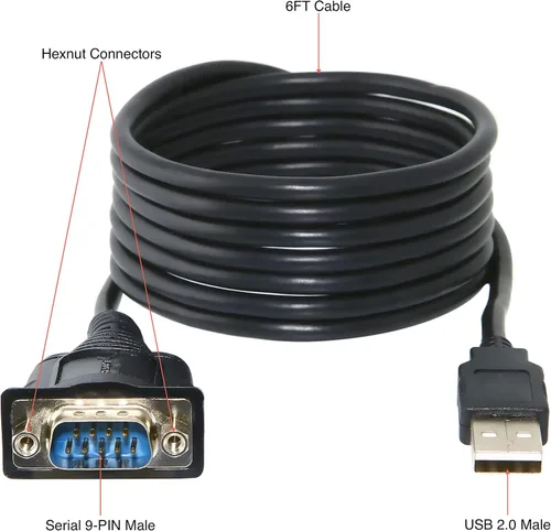 Vista 2 de SF Cable Cable USB 2.0 a serie (9 pines) DB9 RS-232 (chip FTDI)
