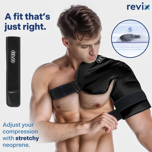 Vista 6 de REVIX Paquete de Hielo XL para Hombro Terapia de Frío para Manguito Rotador, Envolturas de Paquete de Hielo de Gel Reutilizable para Hombro