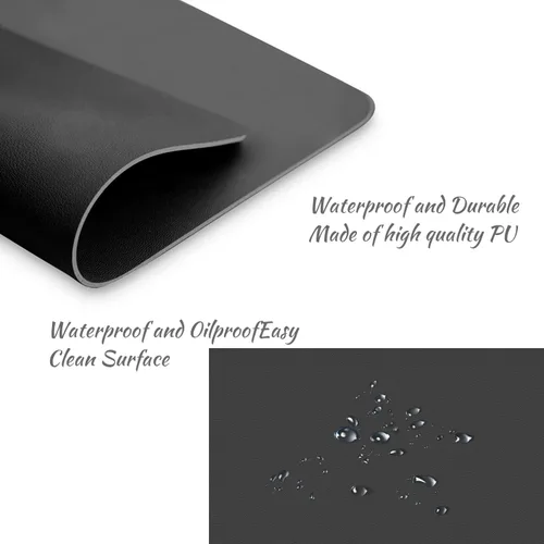 Vista 2 de Alfombrilla de mouse de cuero negro, piel sintética antideslizante, almohadilla de juegos lavable de alta precisión para computadora y computadora