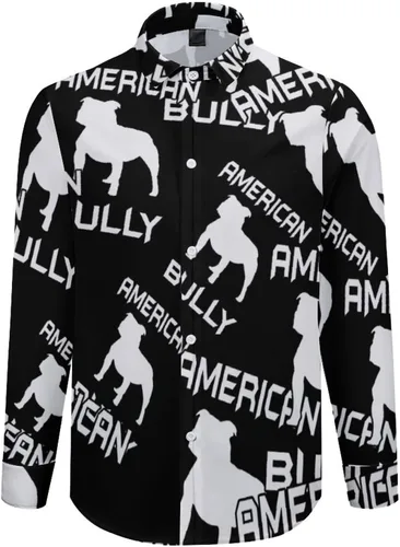 Vista 3 de American Bully Dog Men's Long Sleeve Shirt Regular Fit Button Down Shirts Funny Prints Top