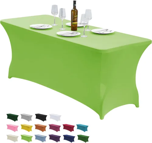 Vista 9 de CWK - Funda de mesa de elastano elástica impermeable de 4 pies para mesas rectangulares - Mantel elástico ajustable para mesas plegables, tela