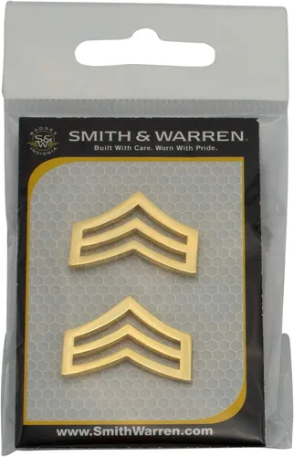Vista 4 de Smith & Warren Collar de cheurón sargento de 34 pulgadas de alto x 1 pulgada de ancho, con acabado dorado, pin de uniforme militar de policía, Multi