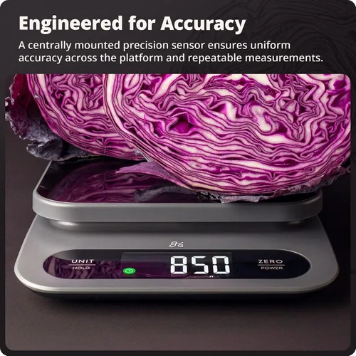 Vista 6 de Greater Goods Báscula digital de alimentos para cocina y hornear, alta capacidad de 22 libras Stainless Steel Platform, Hi-Def LCD, 1g Precision