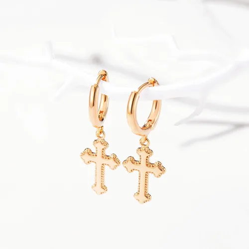 Vista 5 de VACRONA - Aretes tipo arracadas para mujer, chapados en oro de 14 quilates, diseño de aro de arracada