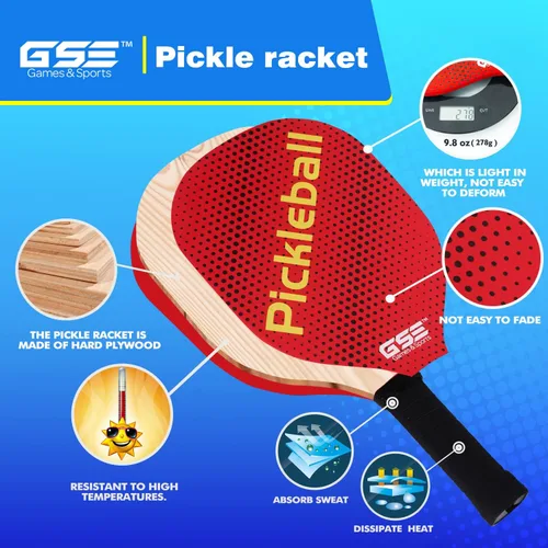 Vista 3 de GSE Games & Sports Expert Juego de palas de pickleball con raquetas ligeras de pickleball y bolas de pepinillo para interiores y exteriores y bolsa
