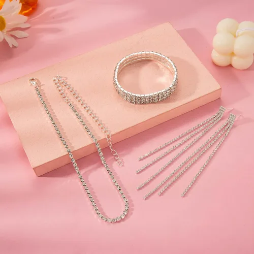 Vista 4 de Paxuan Collar de gargantilla nupcial de cristal de diamantes de imitación para mujer