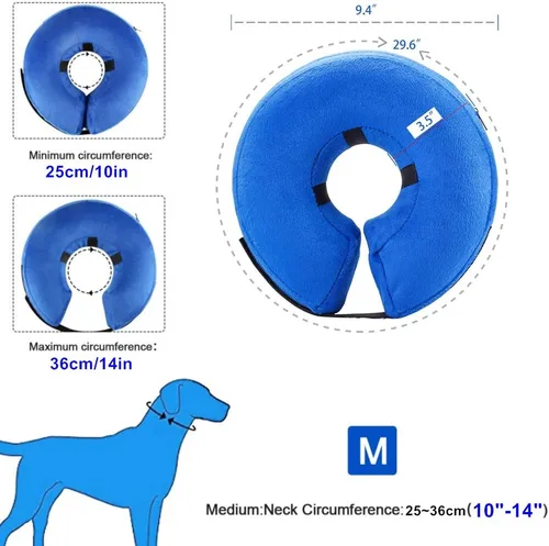 Vista 3 de VST - Cómodo collar inflable de cono para perros, collar de recuperación suave ajustable para mascotas que evita que las mascotas se toquen