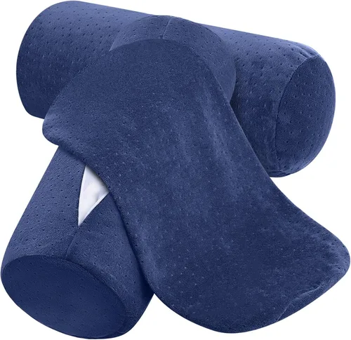Vista 9 de 2 fundas de almohada cervical de terciopelo de 16 x 6 pulgadas con cremallera, solo fundas de almohada de cuello redondo, fundas de almohada