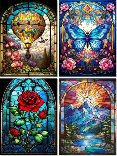 Vista 22 de Muzagroo Art Paquete de 4 Kits de Pinturas de Diamantes para Adultos Arte de Diamantes 5D DIY con Diamantes Redondos de Perforación Completa