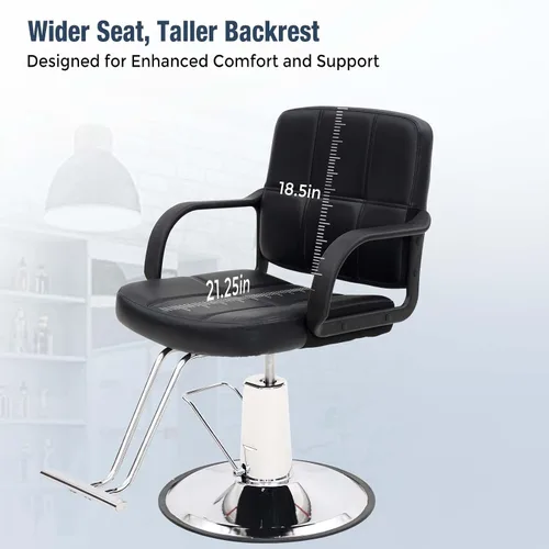 Vista 3 de Tatub Sillas de peluquería de 360° para peluquería, silla giratoria de alta resistencia con bomba hidráulica con altura ajustable, equipo de salón