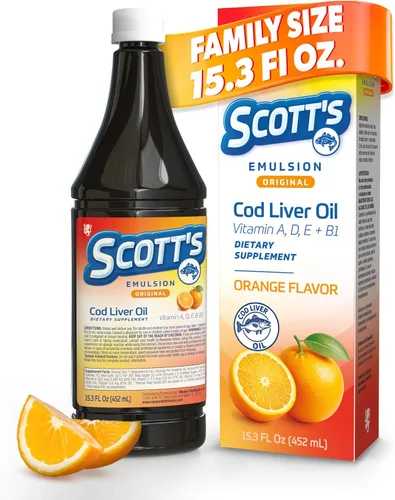 Vista 21 de SCOTT'S EMULSION Aceite de hígado de bacalao líquido para niños, sabor a cereza, apoya el crecimiento, la inmunidad y la salud ósea, rico en omega 3