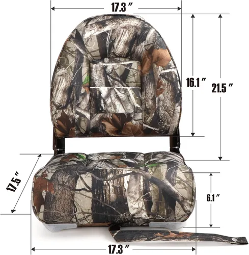 Vista 3 de NORTHCAPTAIN Asiento plegable para barco de pesca con respaldo alto, tornillos de acero inoxidable incluidos, camuflaje, 2 asientos