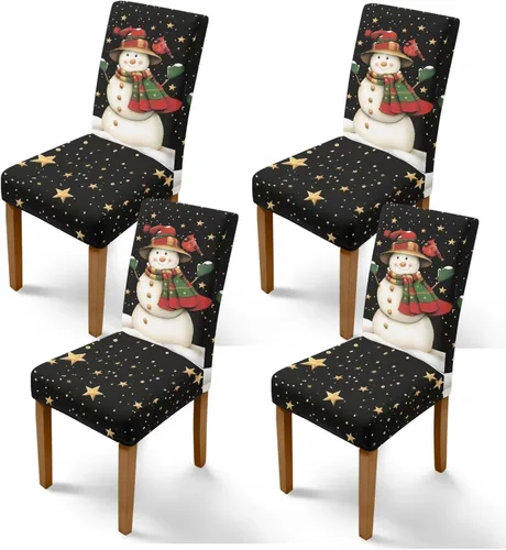 Vista 54 de Rnyleeg Juego de 1 fundas navideñas para sillas de comedor, color azul oscuro, fundas protectoras extraíbles y lavables para sillas de cocina