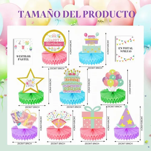 Vista 2 de Kisston 9 piezas de decoración de mesa de panal de abejas de cumpleaños