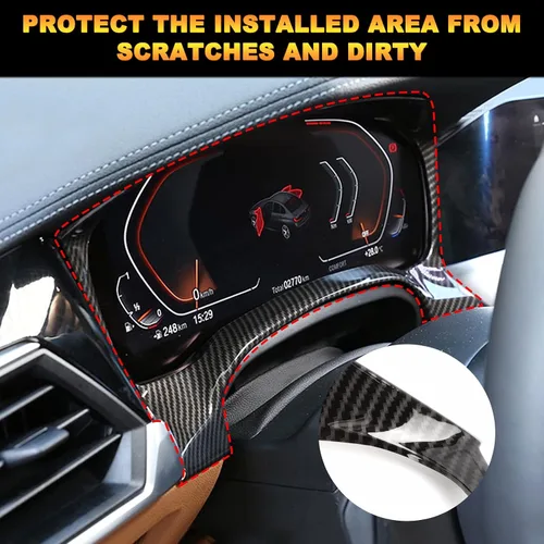 Vista 5 de Xotic Tech - Cubierta de marco de instrumentos para consola central interior, patrón de fibra de carbono, compatible con BMW Serie 3 G20 G28