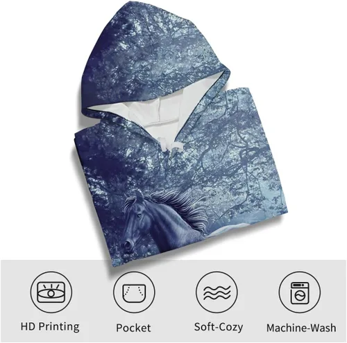 Vista 3 de Srcnhim Sudadera con capucha con estampado 3D de caballos novedosos animales para hombres y mujeres