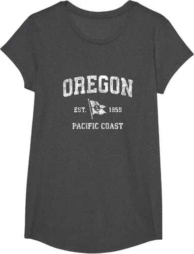 Vista 50 de Oregon Vintage barco ancla bandera diseño de West Coast Retro Tee, hombre S, Arándano