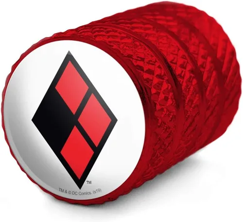 Vista 2 de Harley Quinn Diamond Logo Llanta Llanta Llanta Tapones de Válvula de Aluminio Rojo