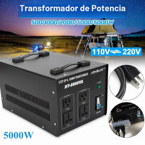 Vista 7 de Transformador convertidor de voltaje de 5000 vatios, convertidor de voltaje elevador y reductor de alta resistencia, 110V/220V, protección