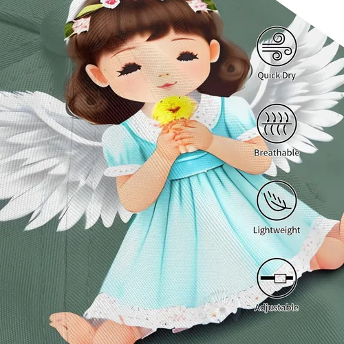 Vista 7 de Cute Little Angel Trendy Trucker Hats - Versatile Adjustable Baseball Caps with - Breathable, Lightweight, Durable and Sun-Protecting Black