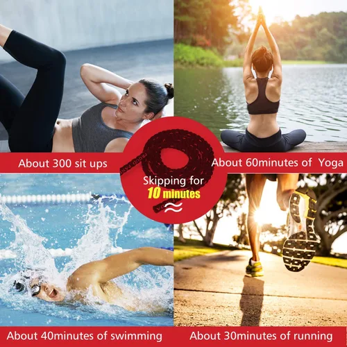 Vista 2 de Cuerdas de Salto Pesadas para Fitness 2LB/3LB/5LB, Cuerda de Salto Pesada para Adultos, Cuerda de Ejercicio para Hombres y Mujeres, Entrenamiento