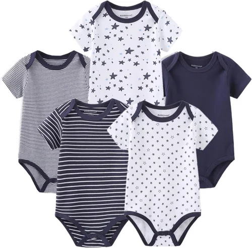 Vista 7 de Kiddiezoom Baby Bodysuit Newborn Short Sleeve baby One-Piece Cotton 5-Pack baby clothes Paquete de 5 lindos mamelucos rosados