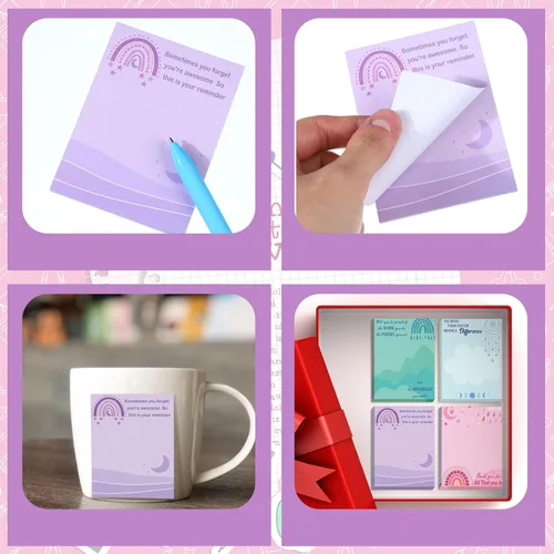 Vista 3 de Teling 24 Piezas Notas Adhesivas Inspiracionales Regalo de Navidad Nota Adhesiva 3 x 4 Pulgadas Arcoíris Apreciación Notas en Español Motivacionales
