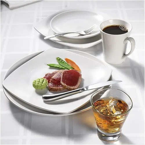 Vista 2 de World Tableware 840-475S Porcelana Plato Coupé Cuadrado de 12" - Docena