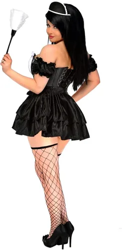 Vista 4 de Daisy Corsets Disfraz de sirvienta francesa de 4 piezas con cajón superior para mujer
