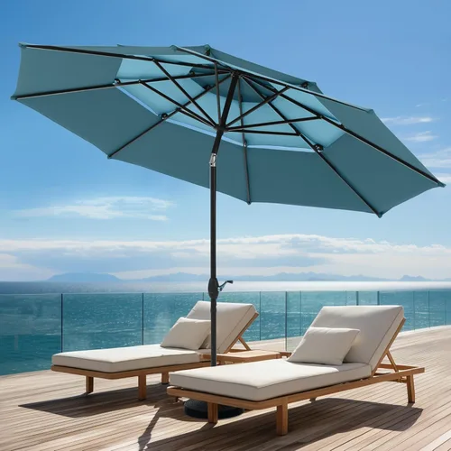 Vista 13 de PHI VILLA Sombrilla de patio de 10 pies, sombrilla de mesa grande ventilada de 3 niveles para exteriores, con 8 varillas resistentes y poste
