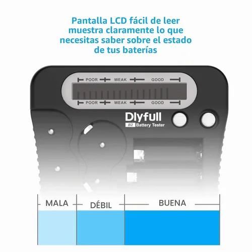 Vista 3 de Probador de Batería, Dlyfull Comprobador de Batería Universal con Pantalla LCD para Pilas AA, AAA, C, D, 9V, CR2032, CR123A, CR2, CRV3, 2CR5, CRP2