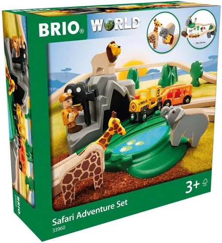 Vista 3 de BRIO World 33960 Safari Adventure Set - Juego de tren de juguete de madera con certificación FSC de 26 piezas para niños a partir de 3 años Juego