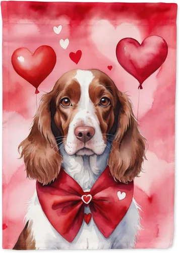 Vista 53 de Caroline's Treasures DAC5252GF Affenpinscher - Bandera de jardín con texto en inglés "My Valentine", bandera decorativa para patio exterior, patio