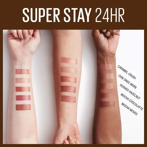 Vista 7 de Maybelline SuperStay 24, lápiz labial líquido de 2 pasos, Edición Café, Hushed Hazelnut 330 AVELLANA HUSHED